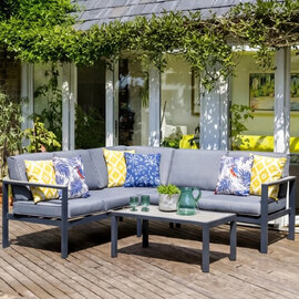 Thirsk Garden Aluminium Top Lounge Set with Cushion in Graphite Grey