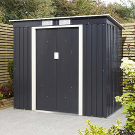 Thorpe Metal Garden Pent Shed Foundation Kit In Dark Grey 6x4