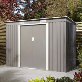 Thorpe Metal Garden Pent Shed Foundation Kit In Light Grey 8x4