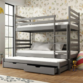 Thorsby Wooden Bunk Bed Bonnell Mattress And Trundle In Graphite