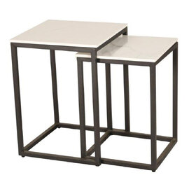 Tiana Ceramic Square Nest Of 2 Tables In White