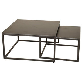 Tiana Ceramic Square Nesting Coffee Tables In Lawrence Black