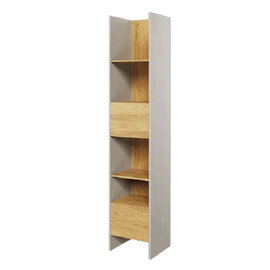 Tifton Wooden Bookcase With 1 Door 1 Drawer In Silk Flou And Oak