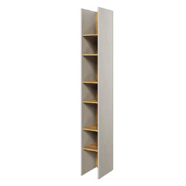 Tifton Wooden Bookcase With 6 Shelves In Silk Flou And Oak