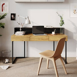Tifton Wooden Laptop Desk With 3 Drawers In Oak