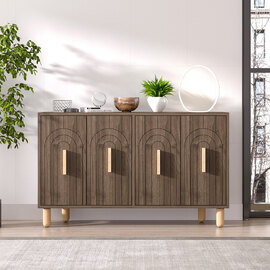 Tiger Wooden Sideboard with 4 Doors in Walnut