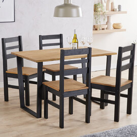 Tilston Small Wooden Dining Table With 4 Chairs In Oak And Black