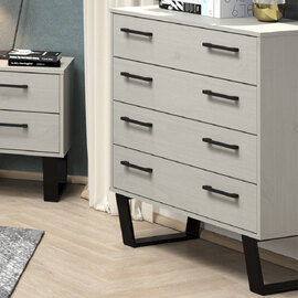 Tilston Wide Wooden Chest Of 4 Drawers In White And Black