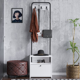 Tinel Wooden Hallway Coat Stand in White and Black