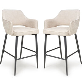Tipton Natural Fabric Bar Chairs In Pair