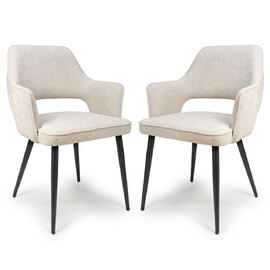 Tipton Natural Fabric Dining Chairs In Pair