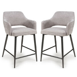 Tipton Pewter Fabric Counter Dining Chairs In Pair