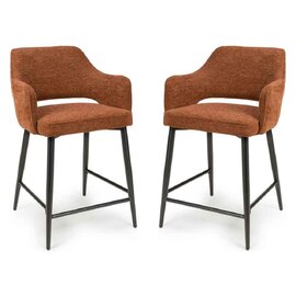 Tipton Rust Fabric Counter Bar Chairs with Black Legs in Pair