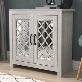 Tirana Wooden Shoe Cabinet With 2 Doors In Grey Oak