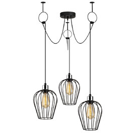 Titan 3 Light Metal Ceiling Pendant Light in Black