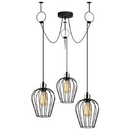 Titan Large 3 Light Metal Drop Ceiling Pendant Light in Black