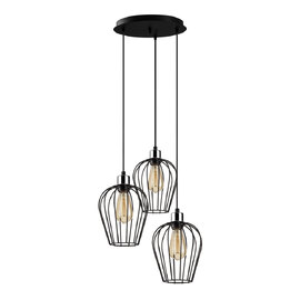 Titan Small 3 Light Metal Drop Ceiling Pendant Light in Black