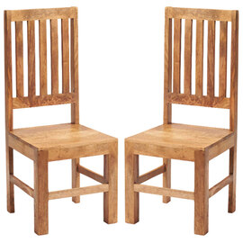 Tivat Light Mahogany Mango Wood Slat Back Dining Chairs In Pair