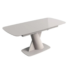 Tivori Large High Gloss Extending Dining Table In Taupe With Glass Top