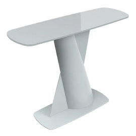 Tivori Rectangular High Gloss Console Table In Light Grey With Glass Top