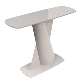 Tivori Rectangular High Gloss Console Table In Taupe With Glass Top