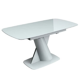 Tivori Small High Gloss Extending Dining Table In Light Grey With Glass Top