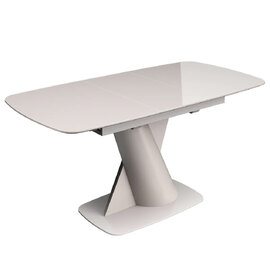 Tivori Small High Gloss Extending Dining Table In Taupe With Glass Top