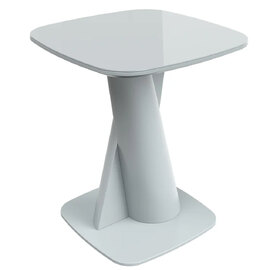 Tivori Square High Gloss Side Table In Light Grey With Glass Top