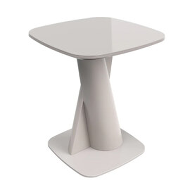 Tivori Square High Gloss Side Table In Taupe With Glass Top