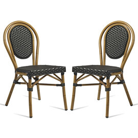 Toller Outdoor Black Aluminium Cane Effect Dining Chair In Pair