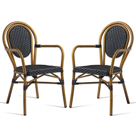 Toller Outdoor Black Aluminium Cane Effect Armchairs In Pair