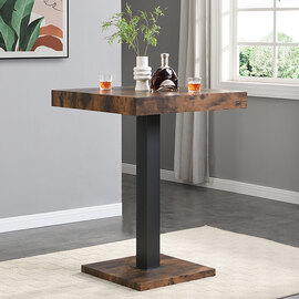 Topaz Wooden Bar Table Square In Rustic Oak