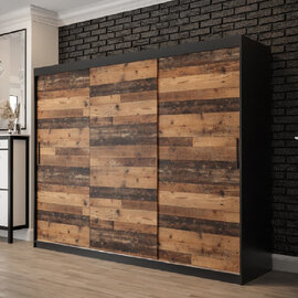 Topeka Wooden Wardrobe With 3 Sliding Doors In Dark Oak