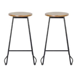 Torin Natural Wooden Bar Stools in Pair