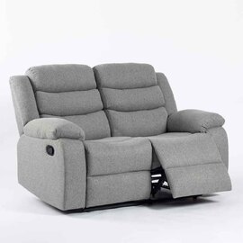 Torlix Fabric Recliner 2 Seater Sofa in Light Grey