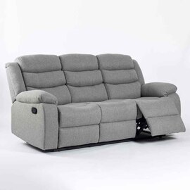 Torlix Fabric Recliner 3 Seater Sofa in Light Grey