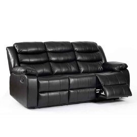 Torlix Faux Leather Recliner 3 Seater Sofa in Black