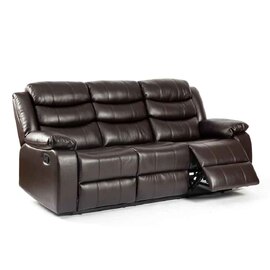 Torlix Faux Leather Recliner 3 Seater Sofa in Brown