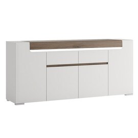 Tortola LED Wooden Sideboard In Oak And White Gloss With 4 Doors