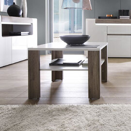 Tortola Square Wooden Coffee Table In Oak And White