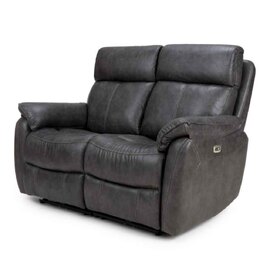 Torvani Faux Leather Electric Recliner 2 Seater Sofa in Dark Grey