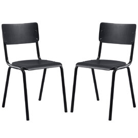Toulouse Black Wooden Stacking Bar Chairs In Pair