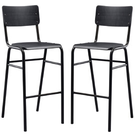 Toulouse Black Wooden Stacking Bar Stools In Pair