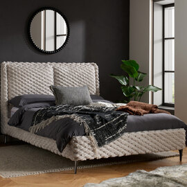 Toulouse Fabric King Size Bed In White