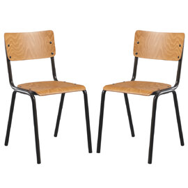 Toulouse Oak Wooden Stacking Bar Chairs In Pair