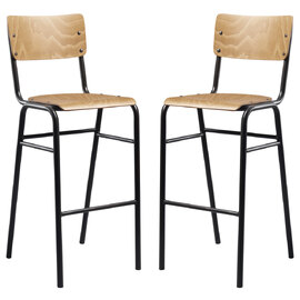 Toulouse Oak Wooden Stacking Bar Stools In Pair