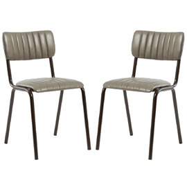 Toulouse Vintage Dark Grey Faux Leather Stacking Bar Chairs In Pair
