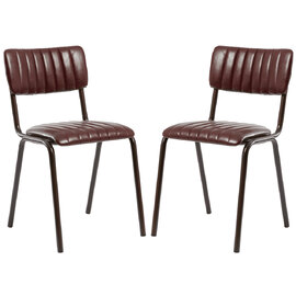 Toulouse Vintage Red Faux Leather Stacking Bar Chairs In Pair