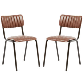 Toulouse Vintage Tan Faux Leather Stacking Bar Chairs In Pair