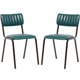 Toulouse Vintage Teal Faux Leather Stacking Bar Chairs In Pair